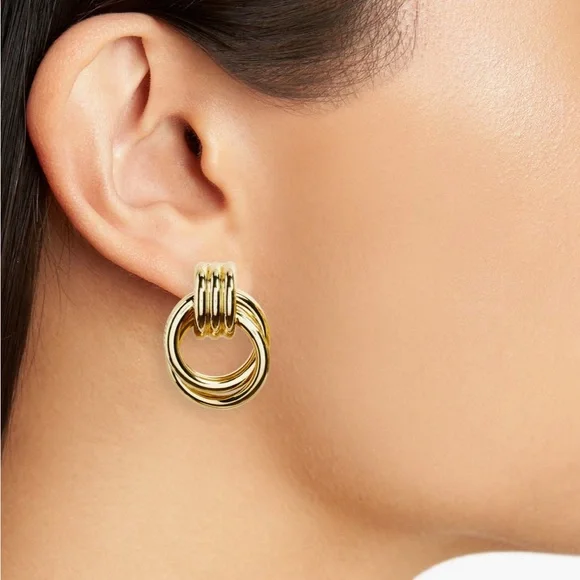 NWOT BaubleBar Interlocking Hoop Earrings - Picture 3 of 6